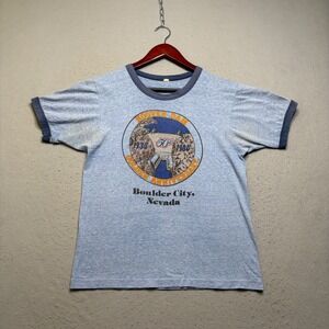 Screen Stars T-Shirt Mens Large Blue Hoover Dam 50th Anniversary Vintage 80s